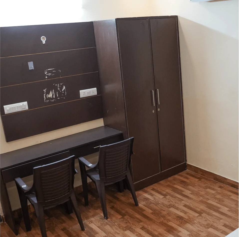 Girls hostel, table, amenities